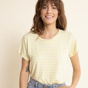 Jungmaven Beach Stripe Lorel Tee - Yellow/Light Blue